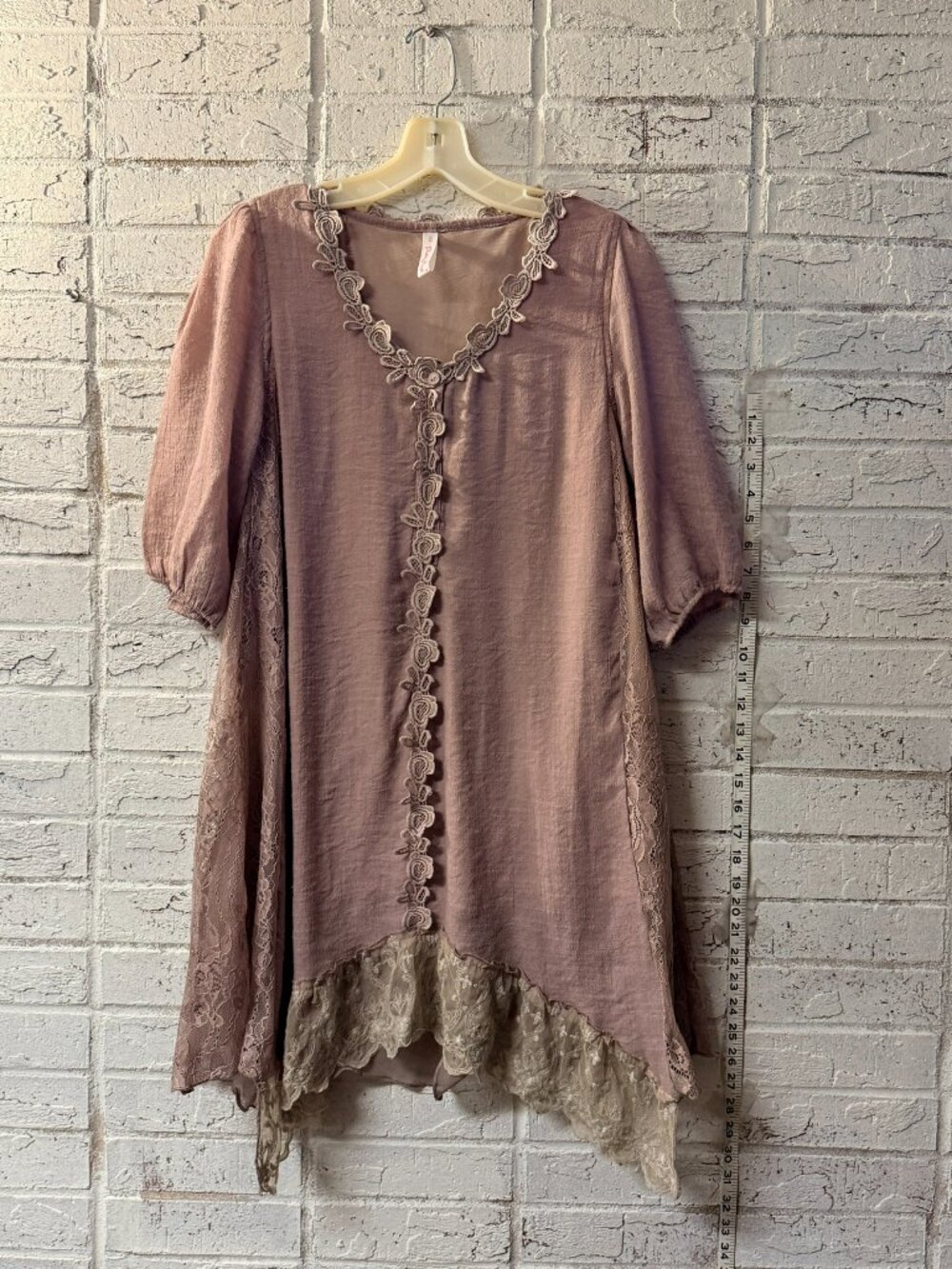 Pretty Angel Mauve Boho Lace Tunic Top Small Romantic Flowy Blouse Small